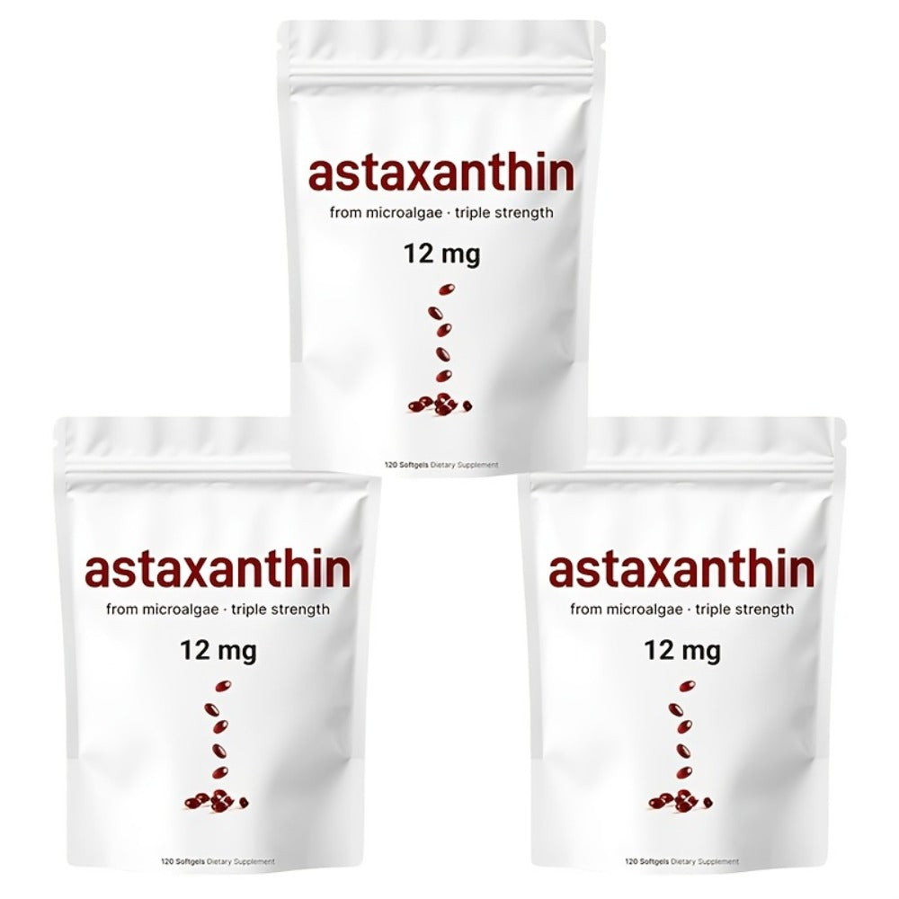 Astaxanthin 12mg Softgels 3-Pack 120ct 4-Month Supply for Bath Time, Home Spa and Personal Care