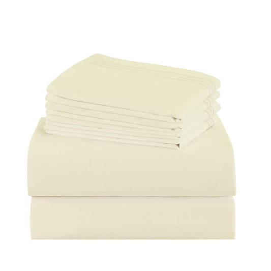 Bed Sheet Set 100 GSM Microfiber in 4- or 6-Piece Configuration with Four Sizes and Twelve Solid Colors