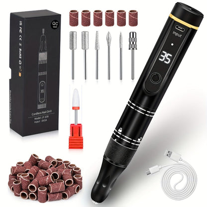 Electric Nail Drill 35000 RPM Rechargeable Pen with Digital Display, Forward Reverse and Three Colors