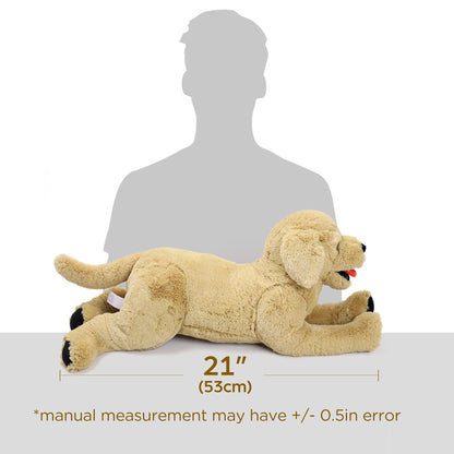 21-Inch Golden Retriever Plush Dog with Lying Pose, Tan Coat and Black Paw Details for Display