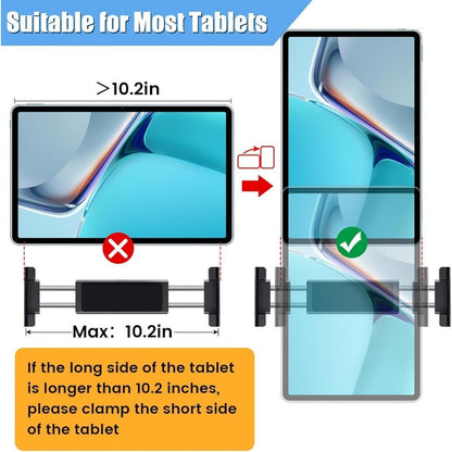 Car Headrest Tablet Mount 2-Pack – 360° Rotating Adjustable Holder for iPad & Tablets 5.5–18.4 Inch, Soft Sponge Padding