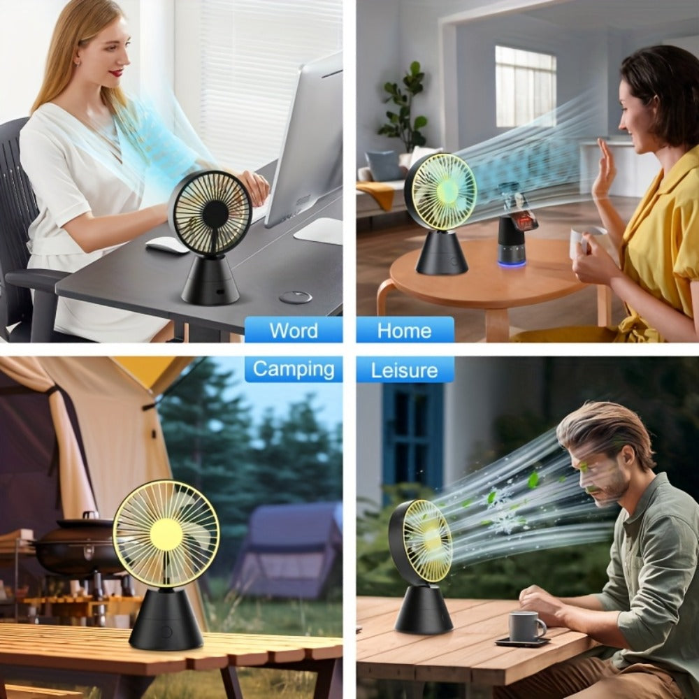 Desktop Fan Auto Oscillating 1800mAh USB Rechargeable, Portable Personal Fan with Wide-Angle Swing