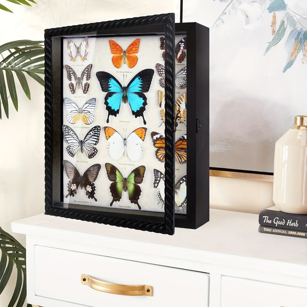 Shadow Box Frame with Linen Back, Large Rustic Memory Display Case 11x14 & 12x16 Inch for Photos
