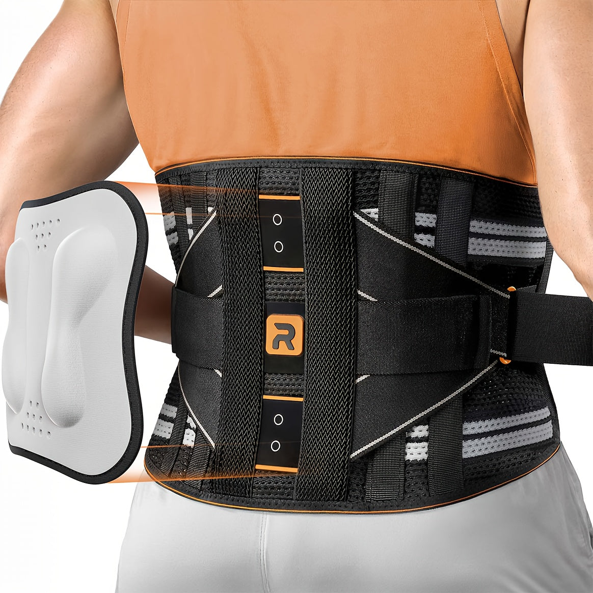 Lumbar Support Back Brace with Massage Pad for Men Women Breathable Lower Back Support Belt Adjustable Strap Pain Relief Posture Corrector