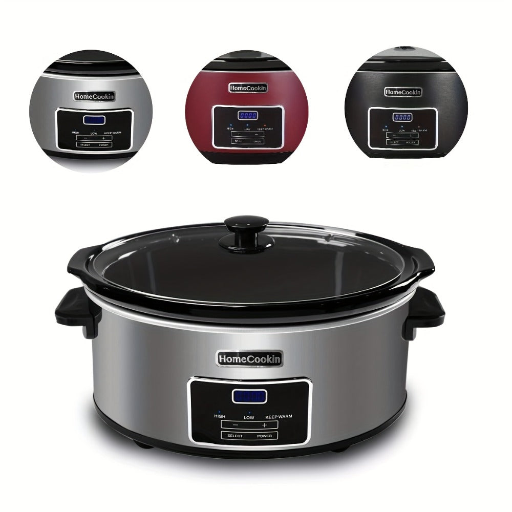 Digital Slow Cooker 6 & 7 Quart Programmable with Non-stick Ceramic Bowl, Countdown Timer & Keep