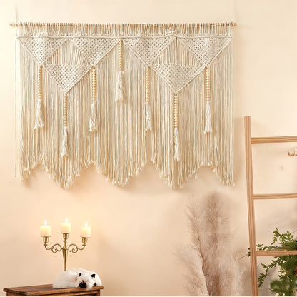 Bohemian Tapestry Wall Hanging – Large Boho Woven Wall Decor with Boho-Chic Patterns, Vertical Macrame Style Tapestry for Bedroom Living