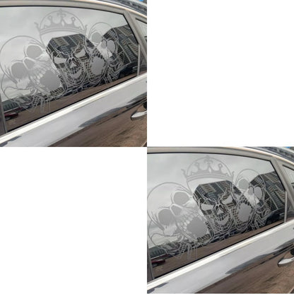Two-Piece Gothic Skull Car Window Decals in Type A, C or D Artwork with Small or Large Sizes