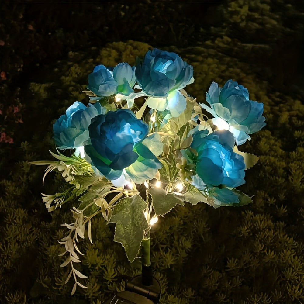 Solar Garden Lights 2-Pack Peony Flower Stakes, 84 LEDs, IP65 and Four Bloom Colors for Yard Decor