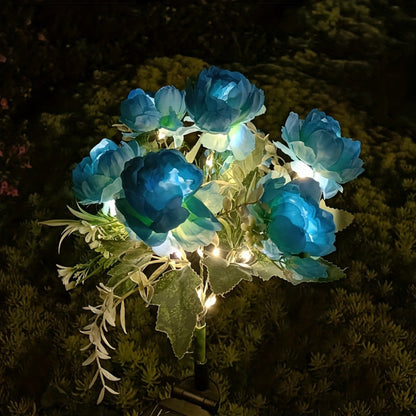 Solar Garden Lights 2-Pack Peony Flower Stakes, 84 LEDs, IP65 and Four Bloom Colors for Yard Decor