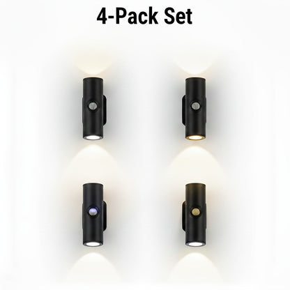 Motion Sensor Wall Lights 4-Pack – Rechargeable Magnetic Dual-Head LED Night Light, RGB & Tri-Color, Wireless for RV, Bedroom, Stairs