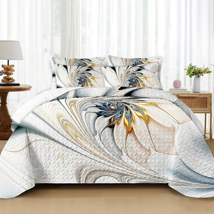 Boho Quilt Comforter Set Twin Full Queen King – Floral Bedding Lightweight Soft Microfiber Reversible Bedspread for Women Girls 2/3 Pcs