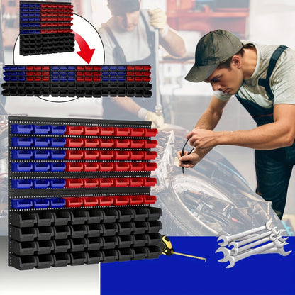 Wall Mounted Storage Bin Rack System, Small Parts Organizer for Screws, Nuts, Bolts & Nails, Stackable Garage Workshop Tool Storage Rack