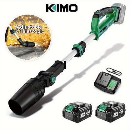 KIMO 20V Cordless Leaf Blower with Telescoping Tube, Three-Speed Label, Charger and One- or Two-Battery 4000mAh Sets