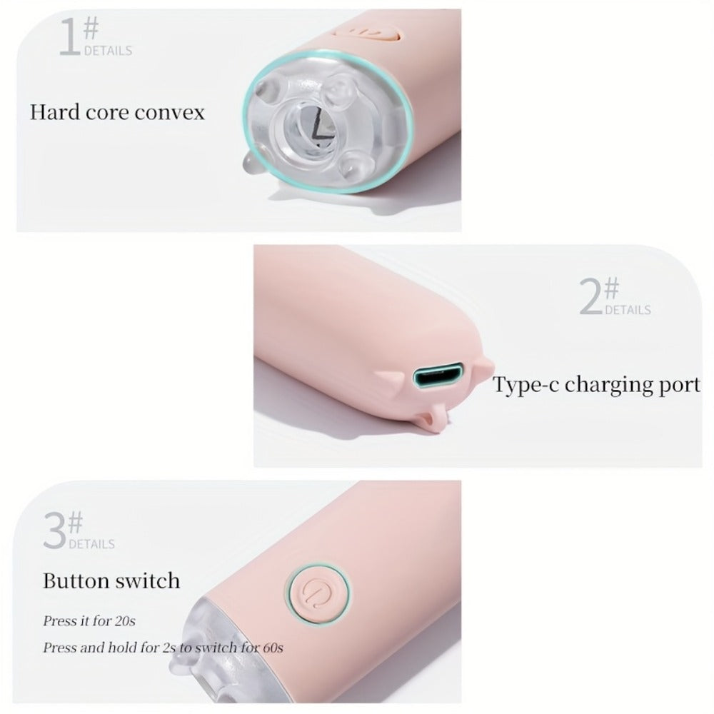 Semi Cured Gel Nail Strips Kit with Handheld LED Nail Lamp, 20 Real Gel Nail Stickers Wraps for DIY Nail Art