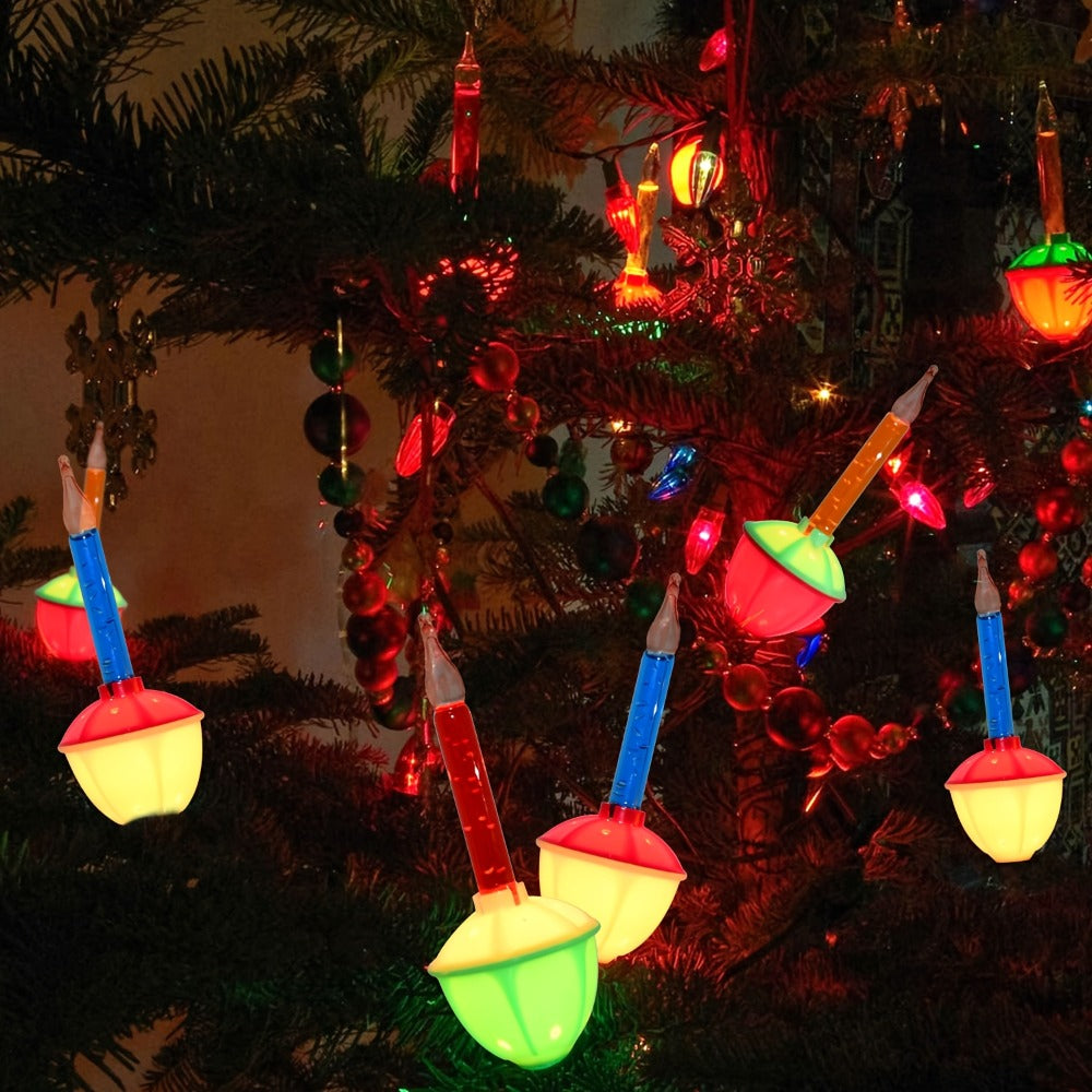 Christmas Bubble Lights 9 Pack Retro Multi Color, 8.8 Inch 5W E12 Base with 10 Bubble Bulbs 1 Spare