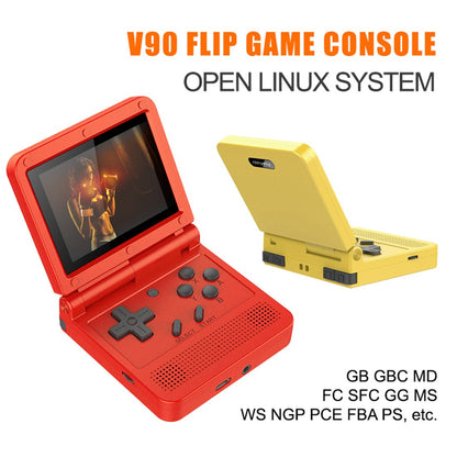 Handheld Game Console Powkiddy V90 with 3.0-Inch IPS LCD, 320x240, 64GB Options, 1020mAh Battery, Linux, 6, 000-game 64GB bundle