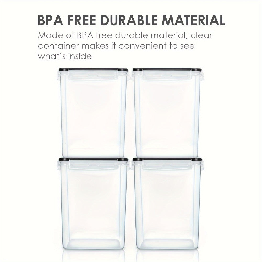 Pantry Canister Food Storage Organizer Four-Pack with 5.2L Plastic Containers and Measuring Cups