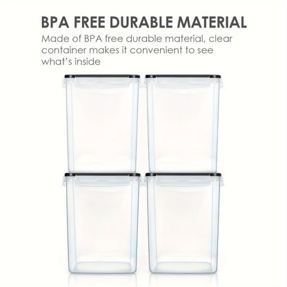 Pantry Canister Food Storage Organizer Four-Pack with 5.2L Plastic Containers and Measuring Cups
