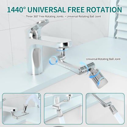 1440° Rotating Faucet Extender Brass Multifunctional 1080° 360° Swivel Robotic Arm Sink for Home Plumbing Maintenance and Repair