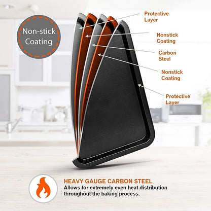 Nonstick Bakeware Set with Cooling Rack Cookie Sheet Cake Pans Loaf Muffin Pizza Pan Baking Pans Set for Kitchen 6 14 15 Piece