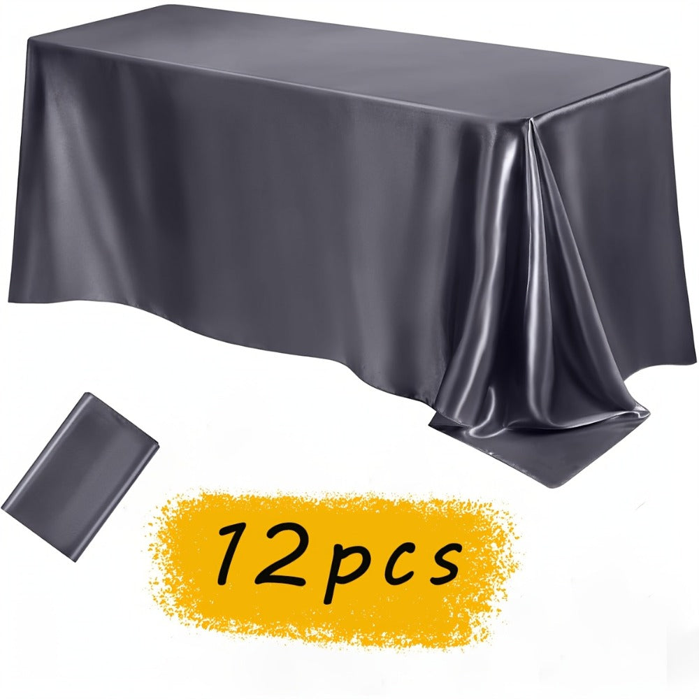 Tablecloth Satin Rectangle Cover 12-Piece Set in 57 x 102-Inch Size and Fourteen Colors for Events
