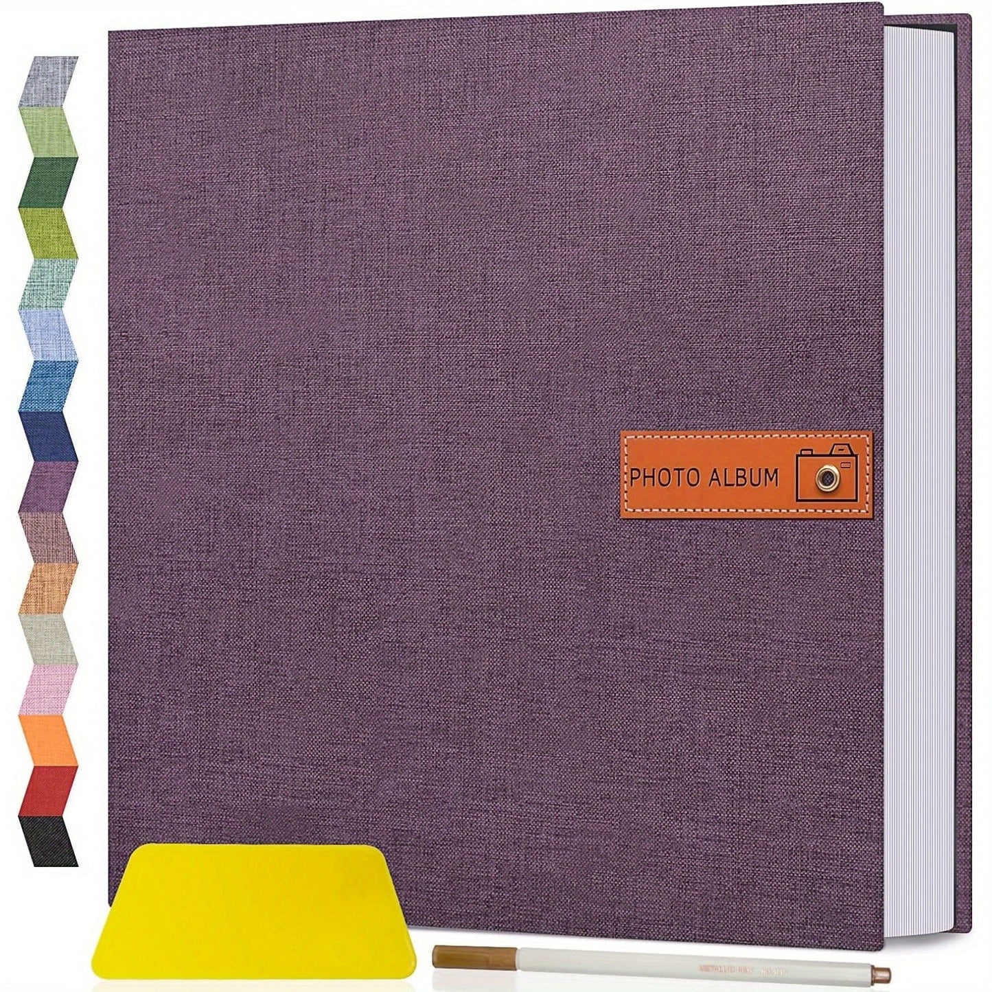 Self Adhesive Photo Album Scrapbook – Large Linen Cover Memory Book for 4x6 5x7 8x10 Photos, DIY Picture Book with Metal Pen, Gift for Mom