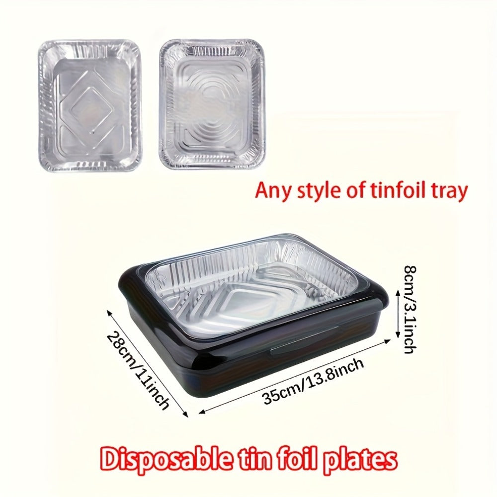 Aluminum Foil Tray with Lid - 2-in-1 Stackable BBQ Salad Serving Container for Picnic Party Kitchen