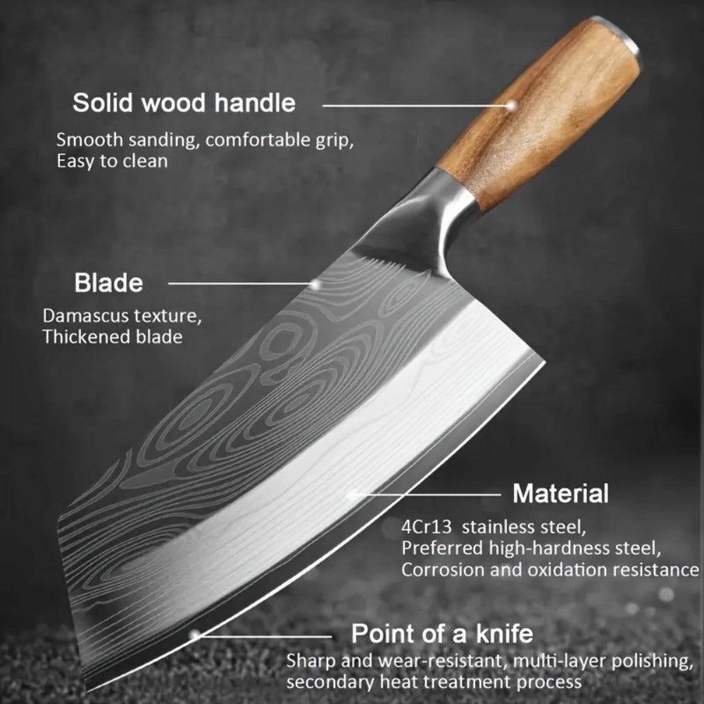 Damascus Chef Knife Set, Sharp Stainless Steel Kitchen Knife with Damascus Pattern Blade for Chopping Vegetables
