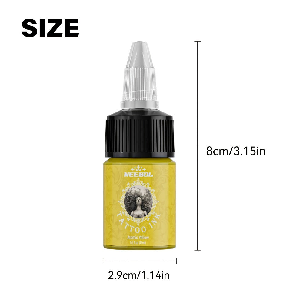Tattoo Ink 14- or 21-Color Set with 0.5oz 15ml Bottles and Two Palette Choices for Color Selection