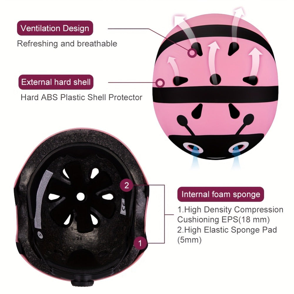 Kids Bike Helmet & Gear Set 7-Piece for Ages 2-8 Boys Girls Adjustable with the Listed Color, Size or Set Options for Everyday Use