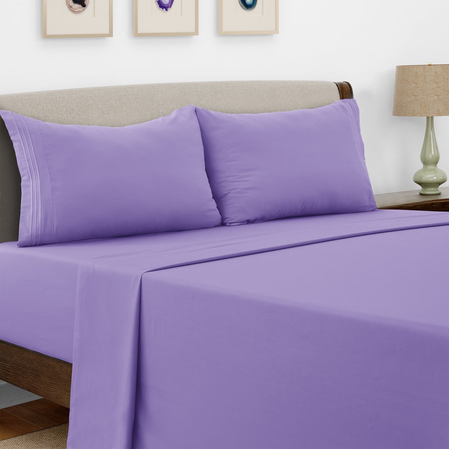 Bed Sheet Set Microfiber with Size-Dependent 3- or 4-Piece Contents and Six specified Bed Dimensions