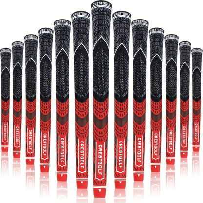 Midsize Golf Grips Set 13 Pack – All Weather Hybrid Rubber Golf Club Grips with Ecological Yarn Thread Technology, Multiple Colors