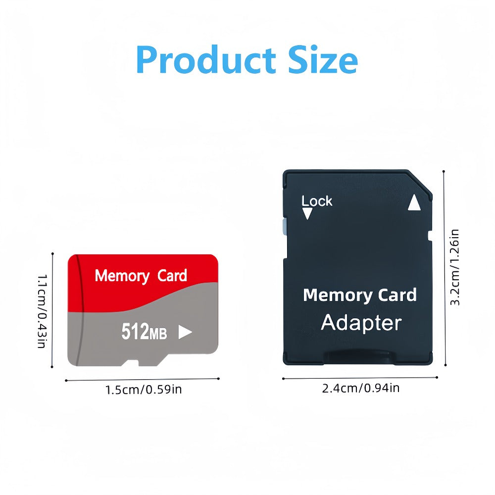 MicroSD Memory Card 10-Pack in 128MB, 256MB or 512MB Capacity Options with Two Full-Size SD Adapters
