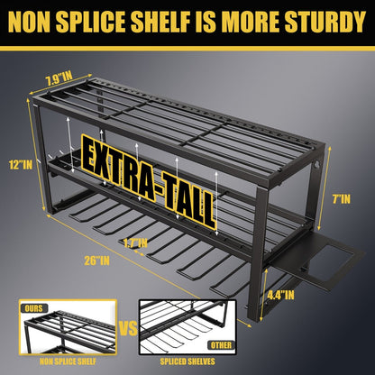 Wall Mounted Power Tool Organizer Rack, Metal Drill Holder with 2/3/4 Layer Floating Shelf, Garage Tool Storage for Cordless Drills