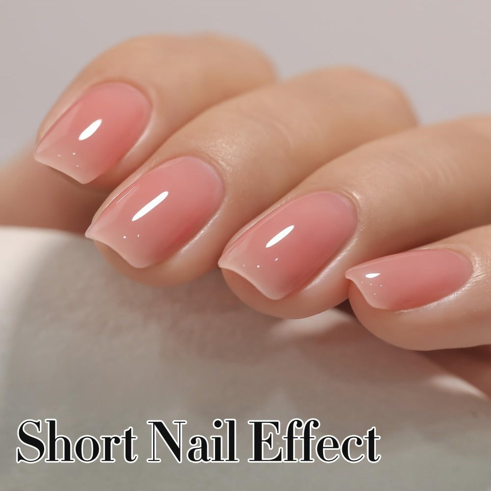 Jelly Gel Nail Polish Sheer Pink Glass Nail Effect 16ml – Semi-Transparent Translucent Neutral Soak-Off UV LED Korean Nail Art Minimalist