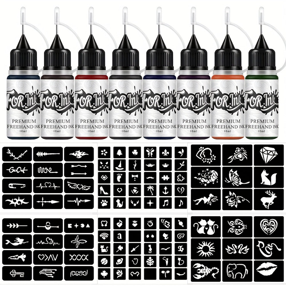Tattoo Ink 8-Bottle Mixed Color Set with One Kit Configuration and Color Selection with Item-Specific Color, Capacity and Bottle Choices