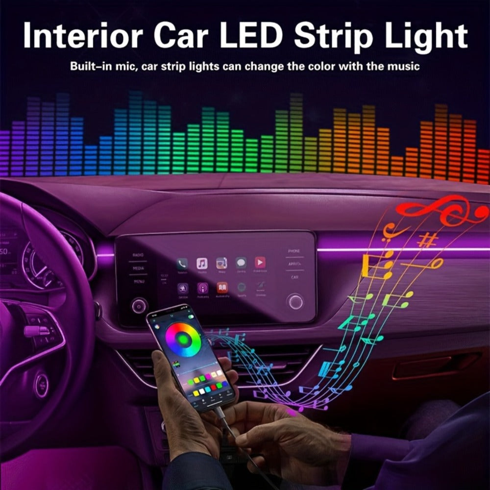 Car Interior Ambient Light Strip with Eight-Color App Control, Music-Responsive Modes and Two Checkout Configurations