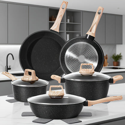 Pots and Pans Set 12-Piece Non-Stick Kitchen Cookware – Complete Cooking Set with Frying Pan | Durable Even-Heating Non-Stick Coating |