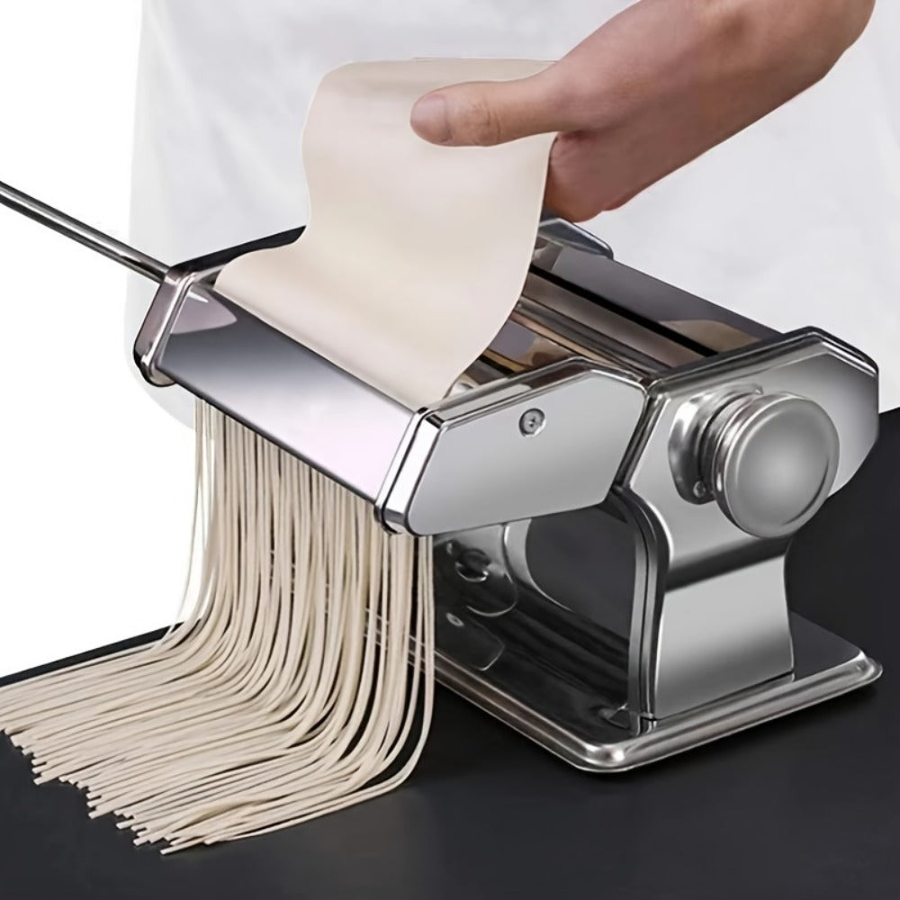 Manual Pasta Maker Machine Stainless Steel, Hand Crank Pasta Roller for Spaghetti Fettuccine Lasagne Noodles