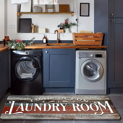 Farmhouse Laundry Room Runner Rug – Retro Kitchen & Bathroom Mat, Anti-Slip Floor Runner for Laundry Room