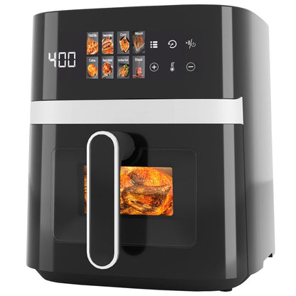 6 Quart Air Fryer with 8 Preset Functions – 6-in-1 Large Capacity Air Fryer Oven with Smart Cook Program, Stainless Steel Rack