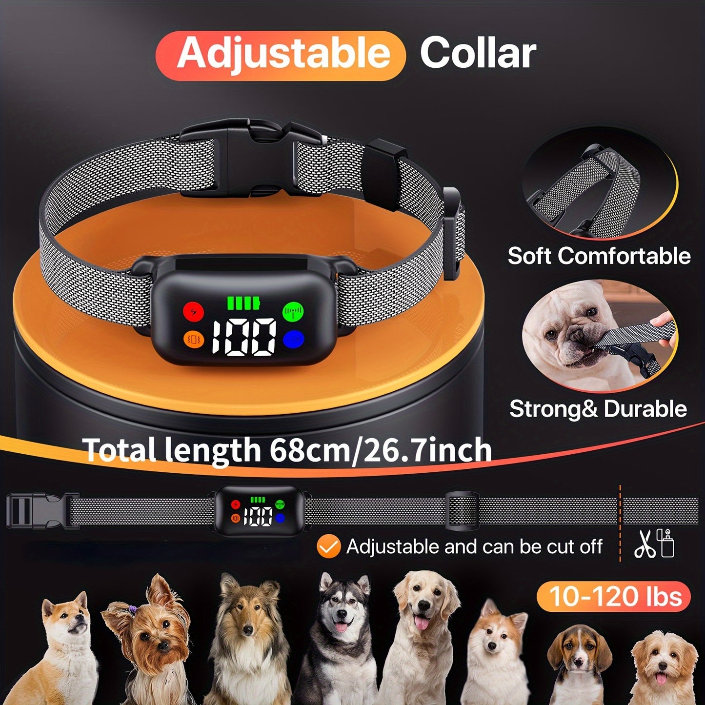 Dog Training Collar with Remote X300 – 4 Modes Shock Vibration Sound Light, Rechargeable E-Collar for Medium Large Dogs 30-120 lbs