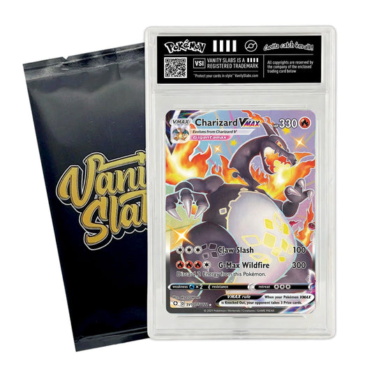 Pokemon Rare Card Slab Bundle – Ultra or Double Rare Pokémon Card Sealed in Vanity Slabs Display Case with 10 Bonus Holo Cards | EX V VMAX