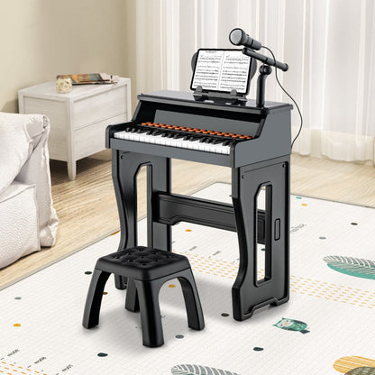 Kids Piano Set 37 Keys with Microphone, Detachable Music Stand & Stool, 22 Demos 8 Tones 8 Percussion Effects