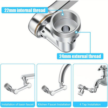 1440° Rotating Faucet Extender Brass Multifunctional 1080° 360° Swivel Robotic Arm Sink for Home Plumbing Maintenance and Repair