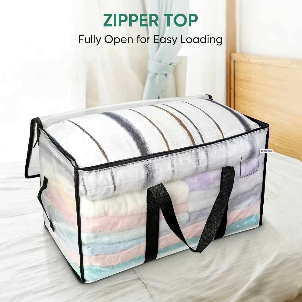 Moving Bags Set of 6, Oversized Storage Totes with Reinforced Handles & Snap-Close Lid, Space Saver Bags for Clothes
