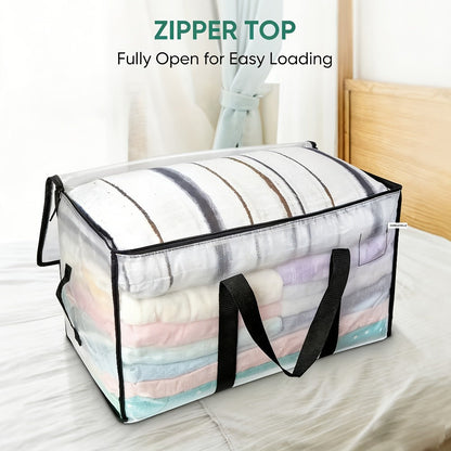 Moving Bags Set of 6, Oversized Storage Totes with Reinforced Handles & Snap-Close Lid, Space Saver Bags for Clothes