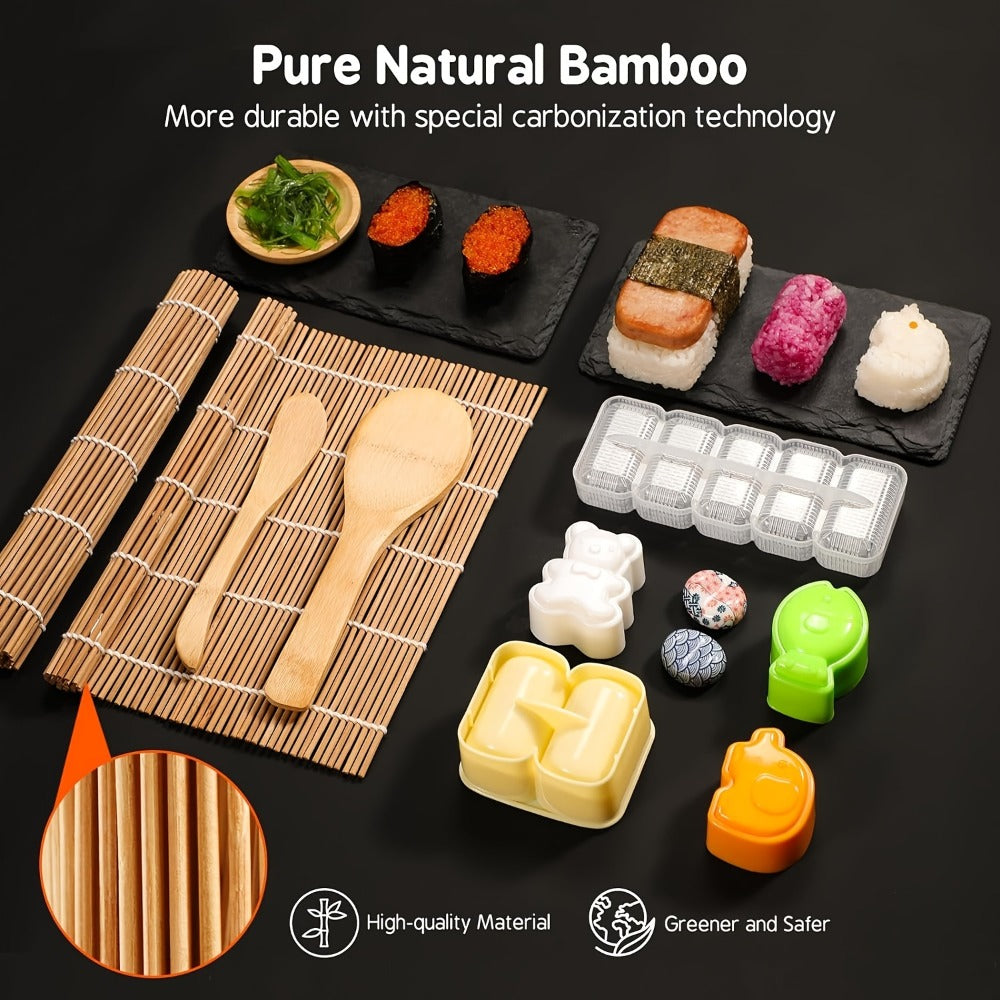 Sushi Making Kit 9/27Pcs with Bamboo Rolling Mats, Rice Molds, Paddle, Knife & Chopsticks, Beginner Set for Home