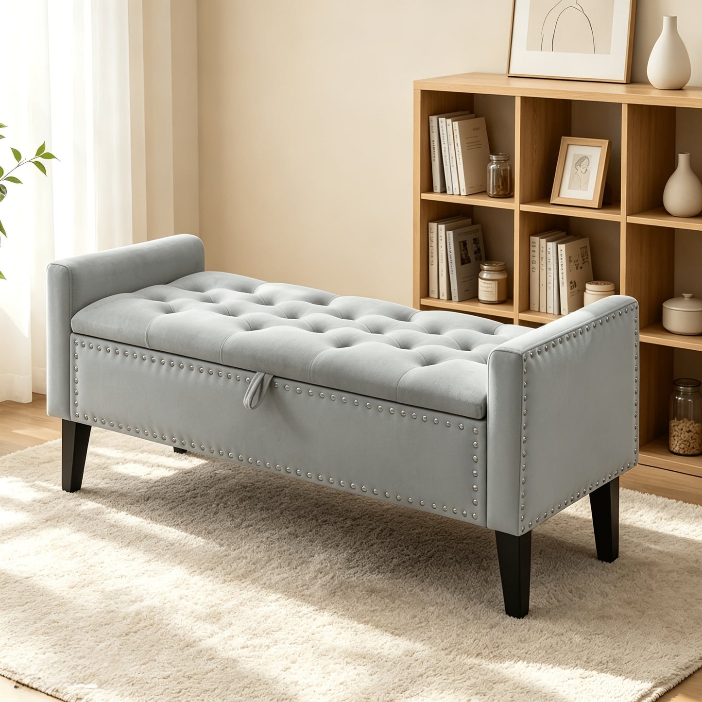 Storage Ottoman shown in the Dark Gray option