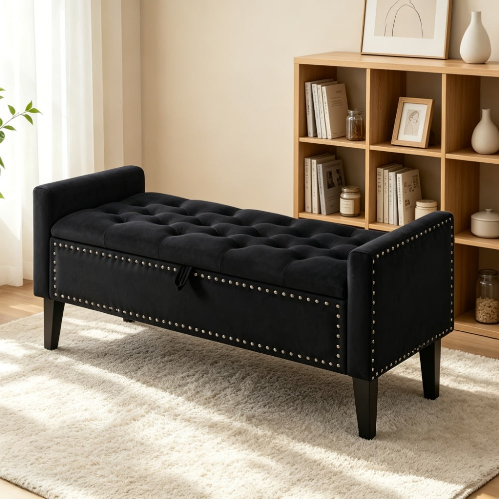 46.9-Inch Upholstered Storage Ottoman with Hidden Storage for Living Room detail image - detail view 4